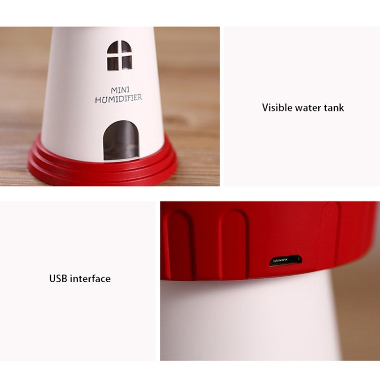 2.5W Lighthouse Portable USB Mute Mini Humidifier Nebulizer with LED Night Light for Office, Home Bedroom, Car, Capacity: 150ml, DC 5V