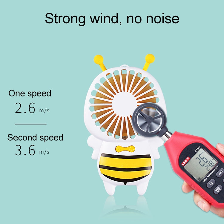 Portable Bee Shaped USB Rechargeable Mute Mini Cooling Handheld Fan with Light (Blue)