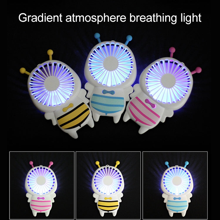 Portable Bee Shaped USB Rechargeable Mute Mini Cooling Handheld Fan with Light (Blue)