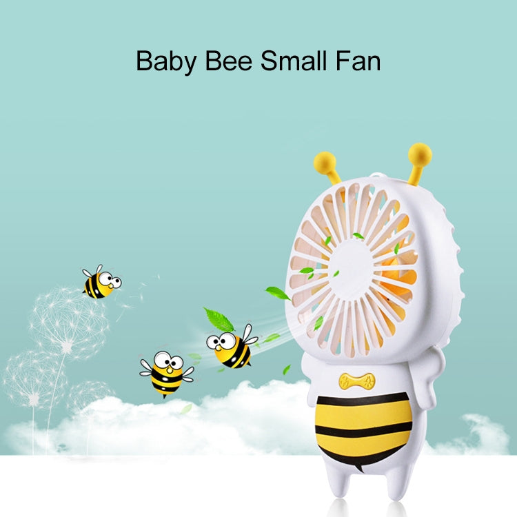 Portable Bee Shaped USB Rechargeable Mute Mini Cooling Handheld Fan with Light (Blue)