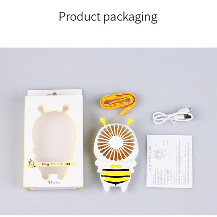 Portable Bee Shaped USB Rechargeable Mute Mini Cooling Handheld Fan with Light (Blue)