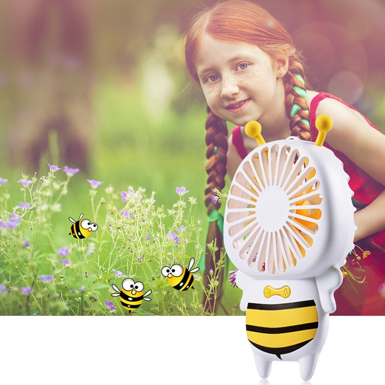 Portable Bee Shaped USB Rechargeable Mute Mini Cooling Handheld Fan with Light (Blue)