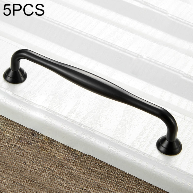 5 PCS 6291A-128 Simple Cabinet Door Handle Drawer Wardrobe Zinc Alloy Handle (Black)