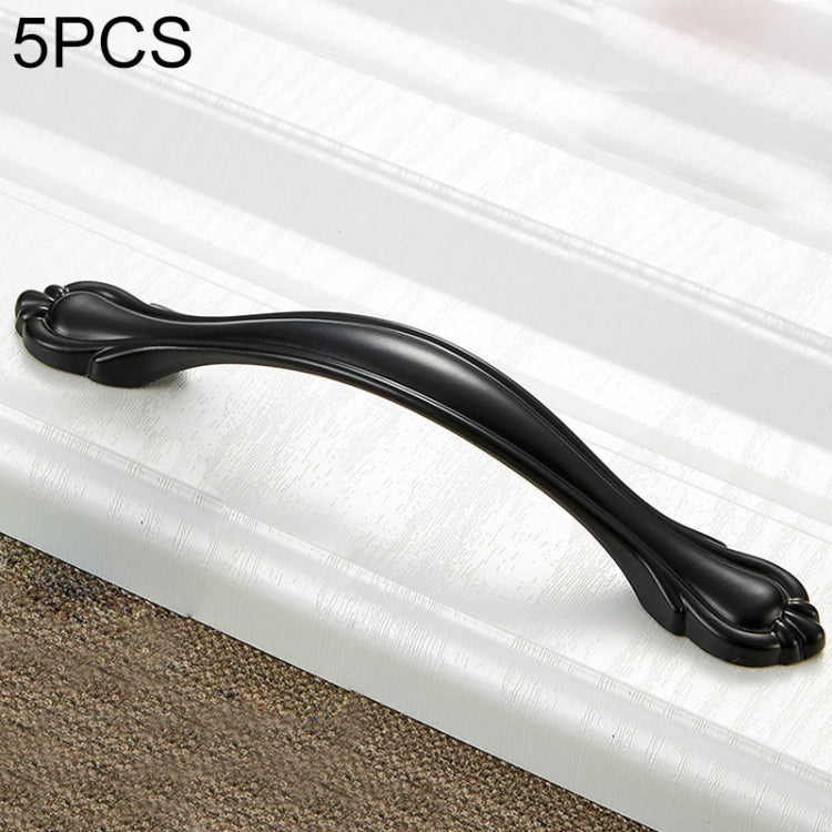 5 PCS 6588-96 Simple Cabinet Door Handle Drawer Wardrobe Zinc Alloy Handle (Black)