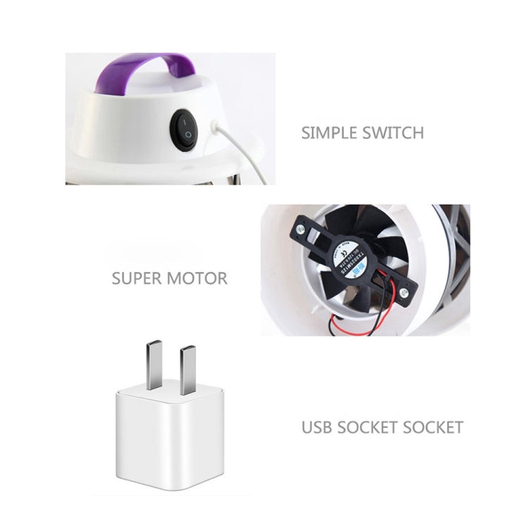 5W 6 LEDs USB Powered No Radiation Mute Photocatalyst 7-blade Fan Mosquito Killer Lamp