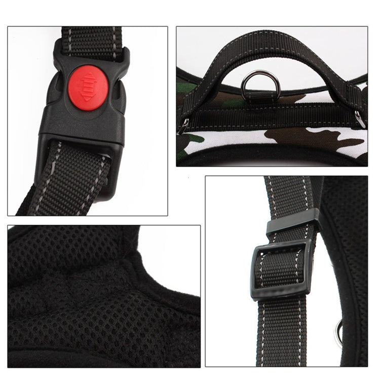 Fashion Nylon Breathable Pet Dogs Adjustable Harness Lead Leash Collar Belt with 3m Reflective Yarn, Size: S, Chest: 45-51cm, Neck: 40-48cm, Random Color Delivery