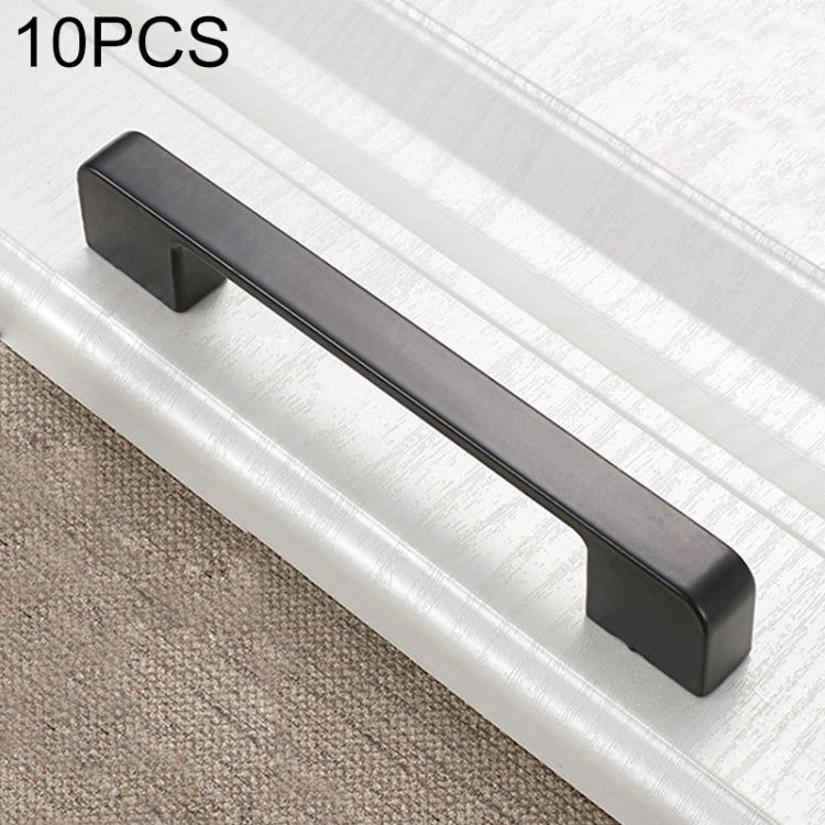 10 PCS 6613C-128 Simple Cabinet Door Handle Drawer Wardrobe Zinc Alloy Handle (Black)