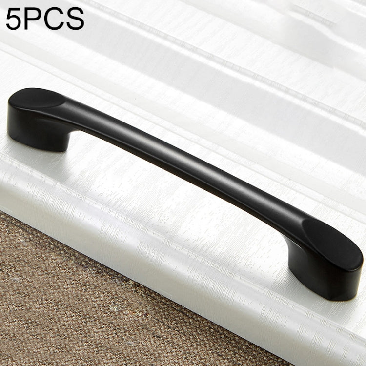 5 PCS 6225A-96 Simple Cabinet Door Handle Drawer Wardrobe Zinc Alloy Handle (Black)