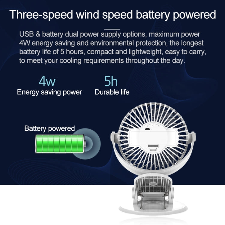 OCUBE D601 4W USB Charging Portable Desktop Fan Clip Fan,  with 3 Speed Control