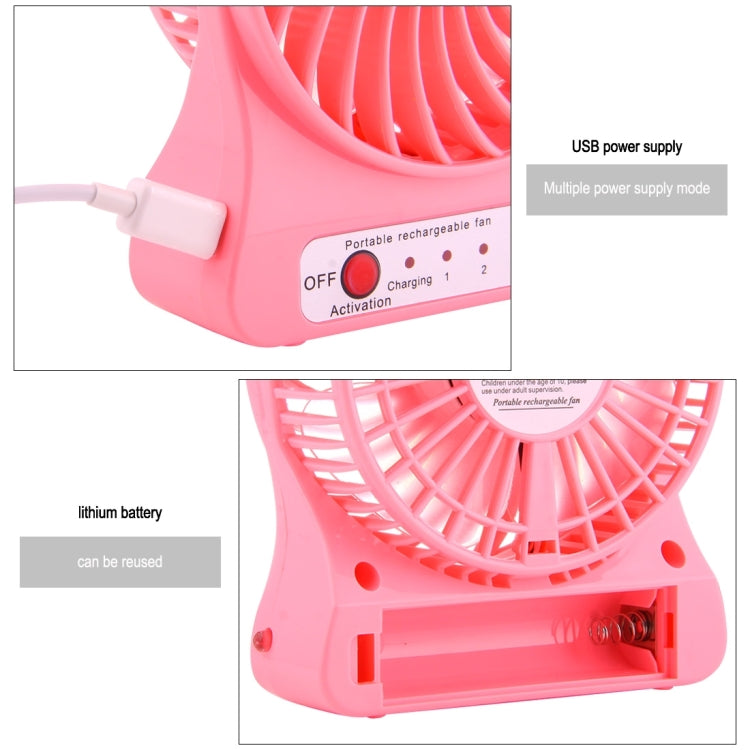 Multi-function Portable Rechargeable Low Noise Mini USB Fan with LED Light & 3 Level Adjustable Wind Speed