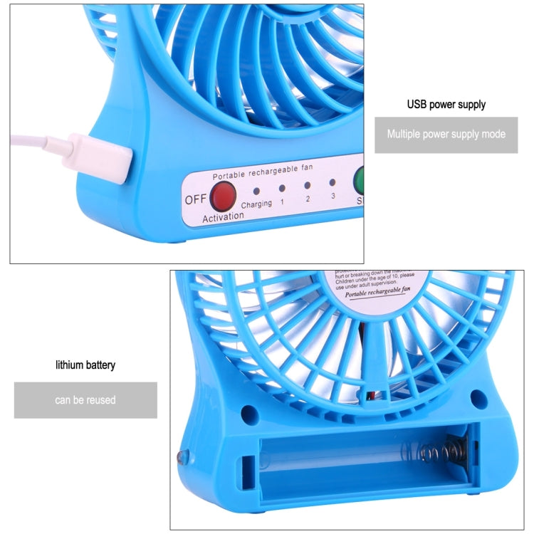 Multi-function Portable Rechargeable Low Noise Mini USB Fan with LED Light & 3 Level Adjustable Wind Speed