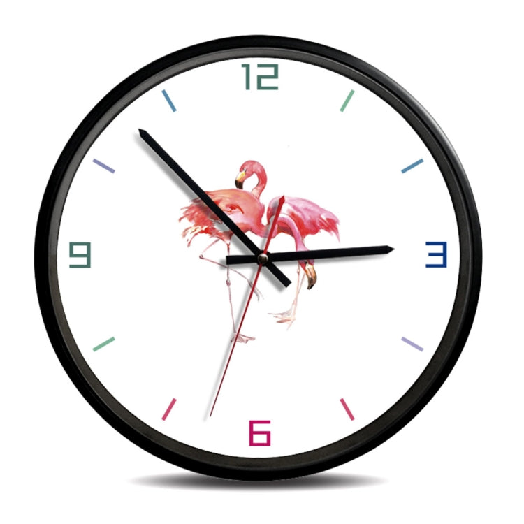 12 inch Home Office Room Flamingo Pineapple Pattern Silent Non Ticking Round Decorative Wall Quartz Clock