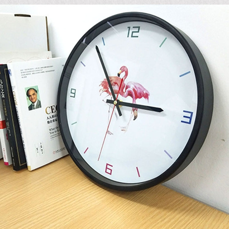 12 inch Home Office Room Flamingo Pineapple Pattern Silent Non Ticking Round Decorative Wall Quartz Clock