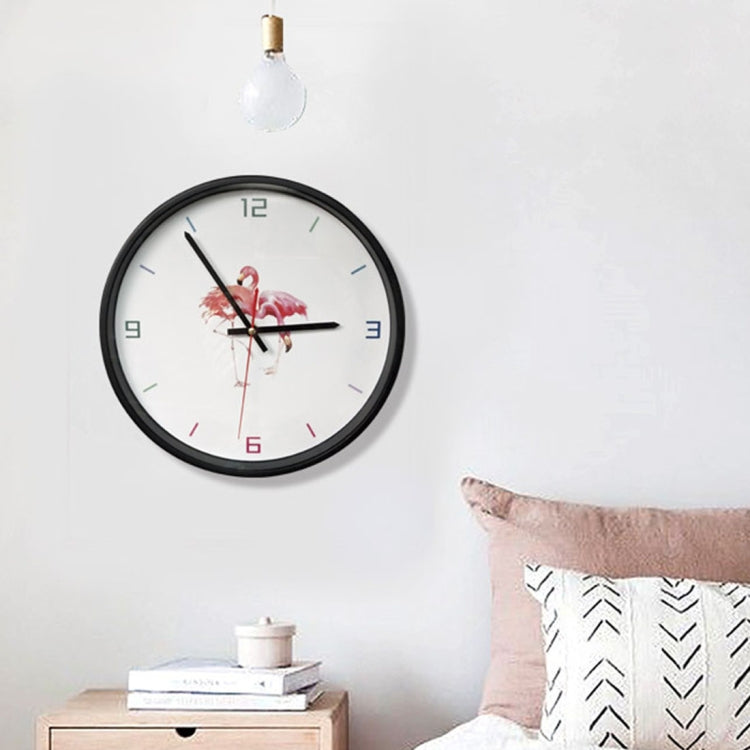 12 inch Home Office Room Flamingo Pineapple Pattern Silent Non Ticking Round Decorative Wall Quartz Clock