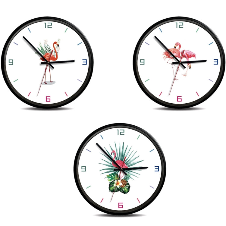 12 inch Home Office Room Flamingo Pineapple Pattern Silent Non Ticking Round Decorative Wall Quartz Clock