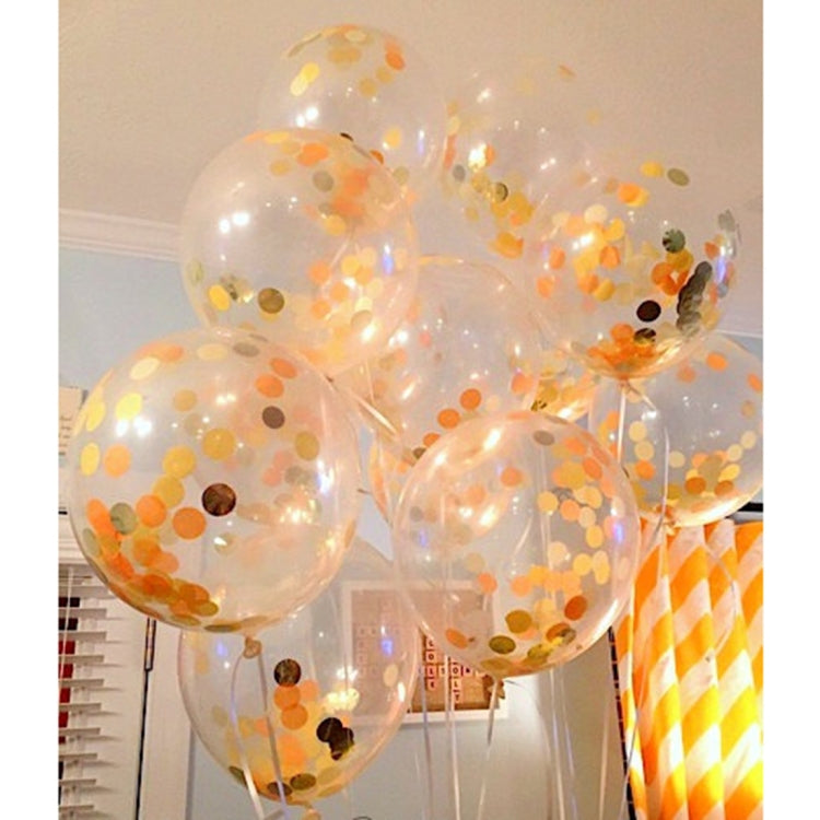 5 PCS 12 inch Transparent Gold Sequins Confetti Balloons, Holiday Party Wedding Decoration Confetti Balloons, Random Style Delivery
