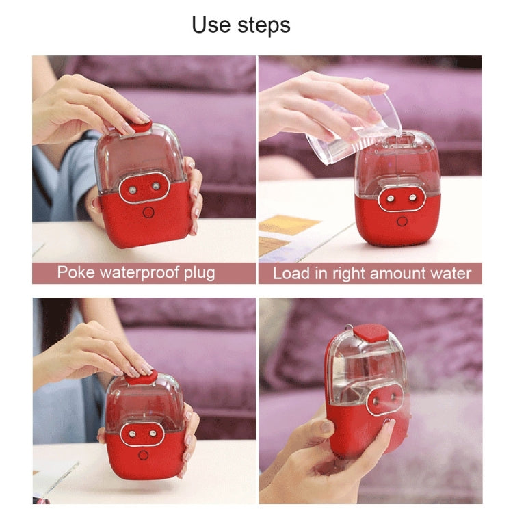 ZW-728H Pig Shape 60ML Nanometer Water Replenishing Device Double-head Sprayer Air Humidifier for Home & Office(Blue)