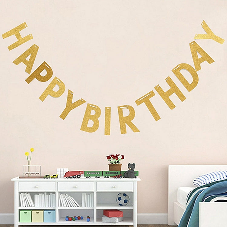 HAPPY BIRTHDAY Party Decoration Banner Glitter Powder Craft Paper Hanging Banners