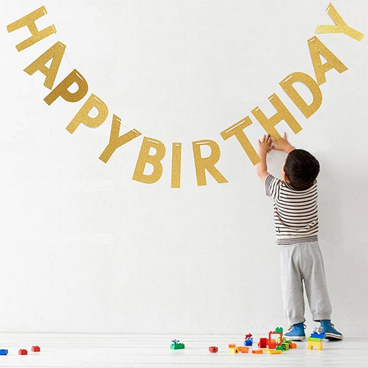 HAPPY BIRTHDAY Party Decoration Banner Glitter Powder Craft Paper Hanging Banners
