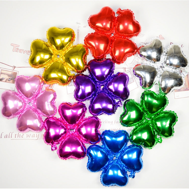 10 PCS Four-leaf Clovers Aluminium Coating Balloon Arch Birthday Wedding Celebration Ornament Balloons, Random Color Delivery