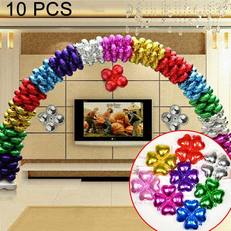 10 PCS Four-leaf Clovers Aluminium Coating Balloon Arch Birthday Wedding Celebration Ornament Balloons, Random Color Delivery