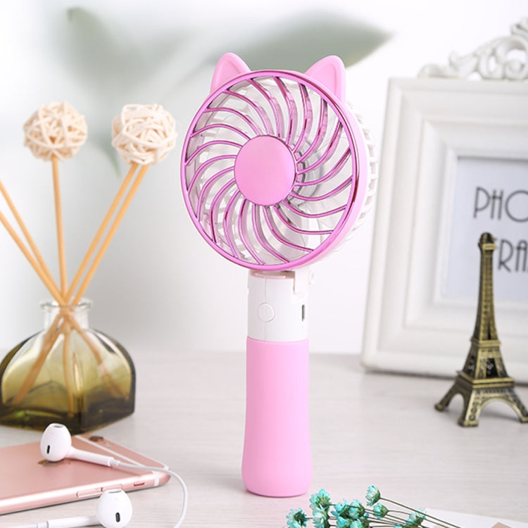 SEMA Portable USB Rechargeable 3 Speeds Folding Cooling Handheld Personal Fan with LED Light(Pink)