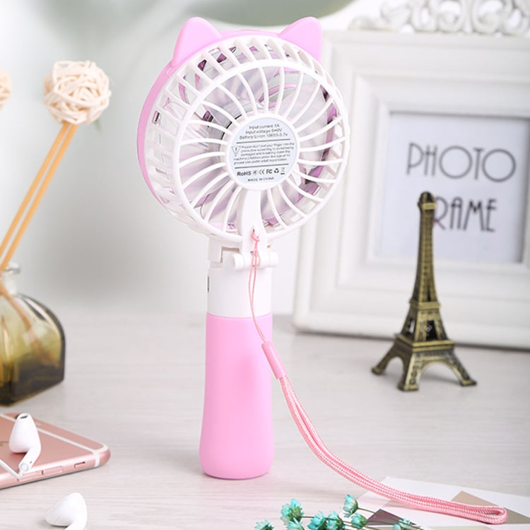 SEMA Portable USB Rechargeable 3 Speeds Folding Cooling Handheld Personal Fan with LED Light(Pink)