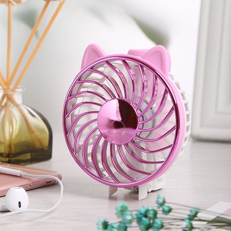 SEMA Portable USB Rechargeable 3 Speeds Folding Cooling Handheld Personal Fan with LED Light(Pink)
