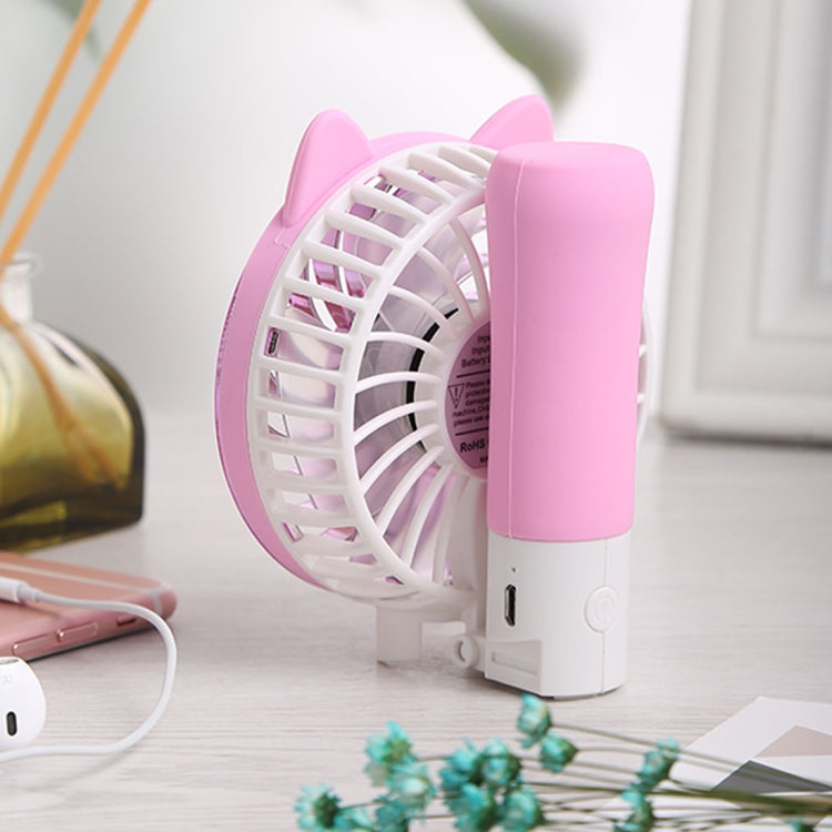 SEMA Portable USB Rechargeable 3 Speeds Folding Cooling Handheld Personal Fan with LED Light(Pink)