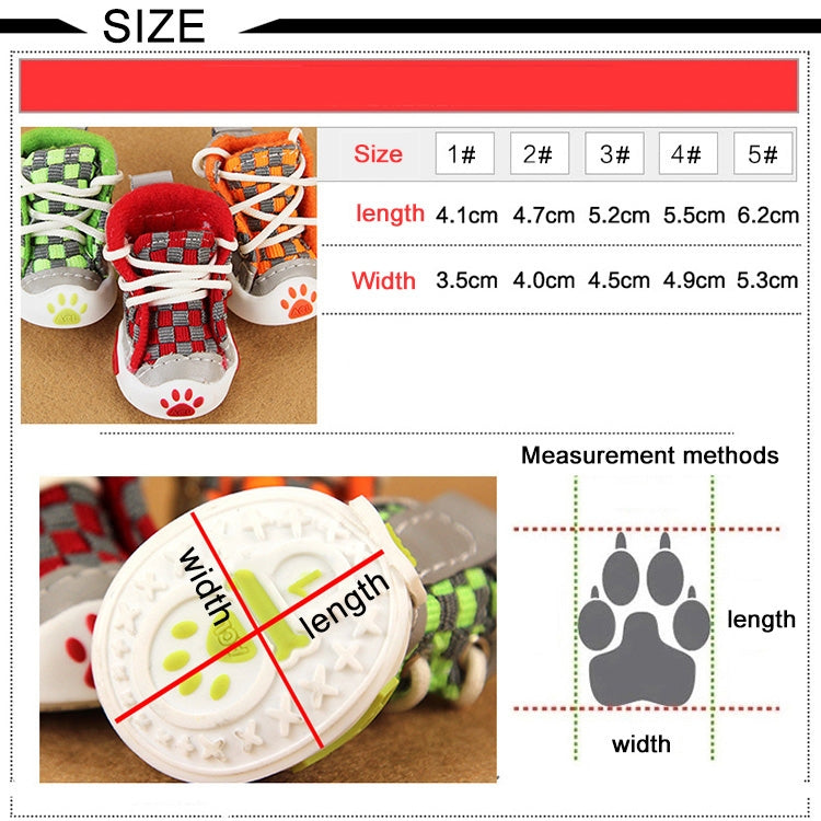 4 PCS New Style Woven Belt Comfortable Pet Dog Shoes Small Dogs Shoes, Length: 4.1cm, Width: 3.5cm (Red)