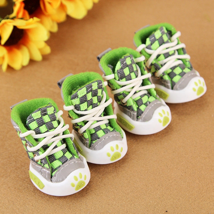 4 PCS New Style Woven Belt Comfortable Pet Dog Shoes Small Dogs Shoes, Length: 4.7cm, Width: 4.0cm