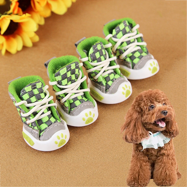 4 PCS New Style Woven Belt Comfortable Pet Dog Shoes Small Dogs Shoes, Length: 5.2cm, Width: 4.5cm