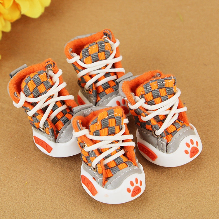 4 PCS New Style Woven Belt Comfortable Pet Dog Shoes Small Dogs Shoes, Length: 5.5cm, Width: 4.9cm