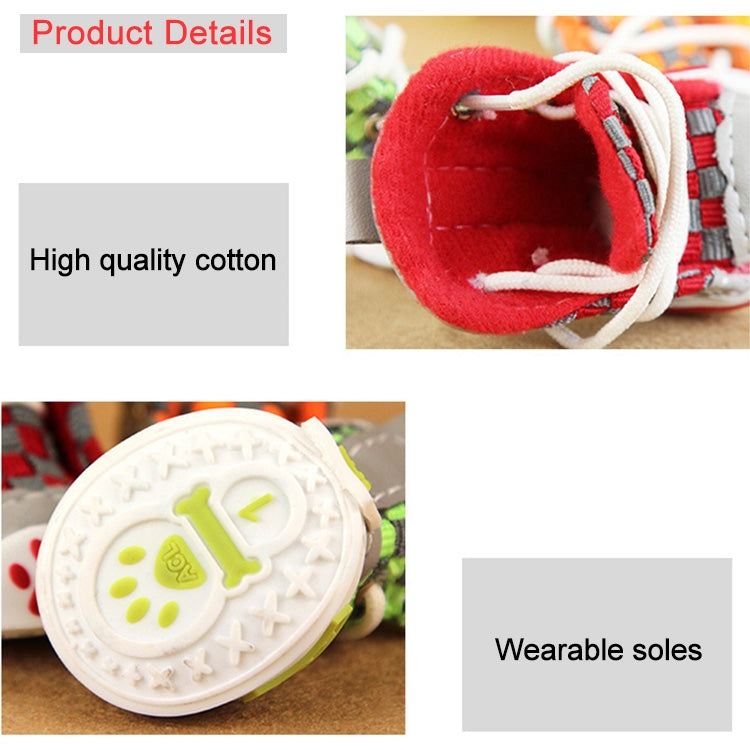 4 PCS New Style Woven Belt Comfortable Pet Dog Shoes Small Dogs Shoes, Length: 5.5cm, Width: 4.9cm