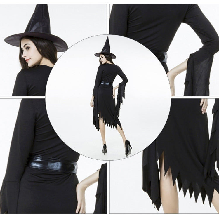 Black Irregular Long Skirt Exit Halloween Costume Cosplay Show Witchcraft Dress, XL, Chest: 98cm, Waistline: 80cm, Skirt Length: 110cm