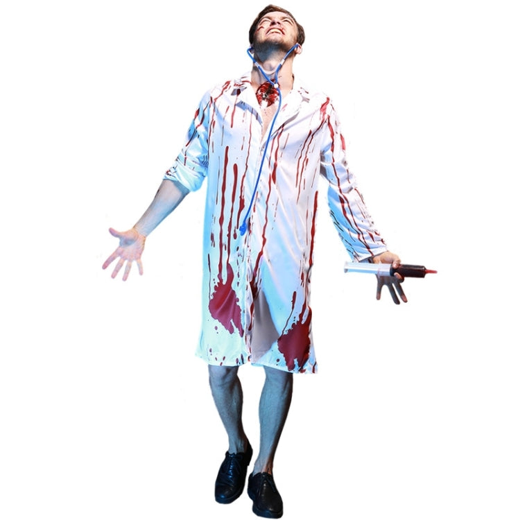 Halloween Party Bloody Horror Male Doctor Cosplay Masquerade Clothing with Stethoscope, Chest: 100-120cm, Waistline: 100-120cm, Sleeve Length: 58cm, Total Length: 108cm