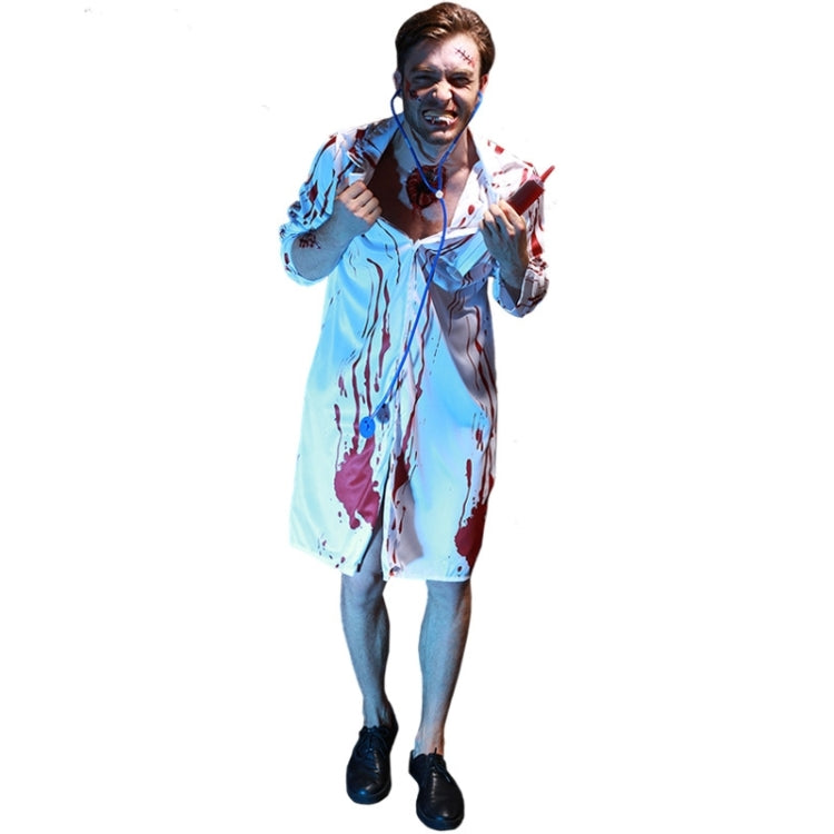 Halloween Party Bloody Horror Male Doctor Cosplay Masquerade Clothing with Stethoscope, Chest: 100-120cm, Waistline: 100-120cm, Sleeve Length: 58cm, Total Length: 108cm