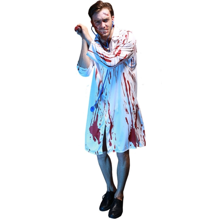 Halloween Party Bloody Horror Male Doctor Cosplay Masquerade Clothing with Stethoscope, Chest: 100-120cm, Waistline: 100-120cm, Sleeve Length: 58cm, Total Length: 108cm