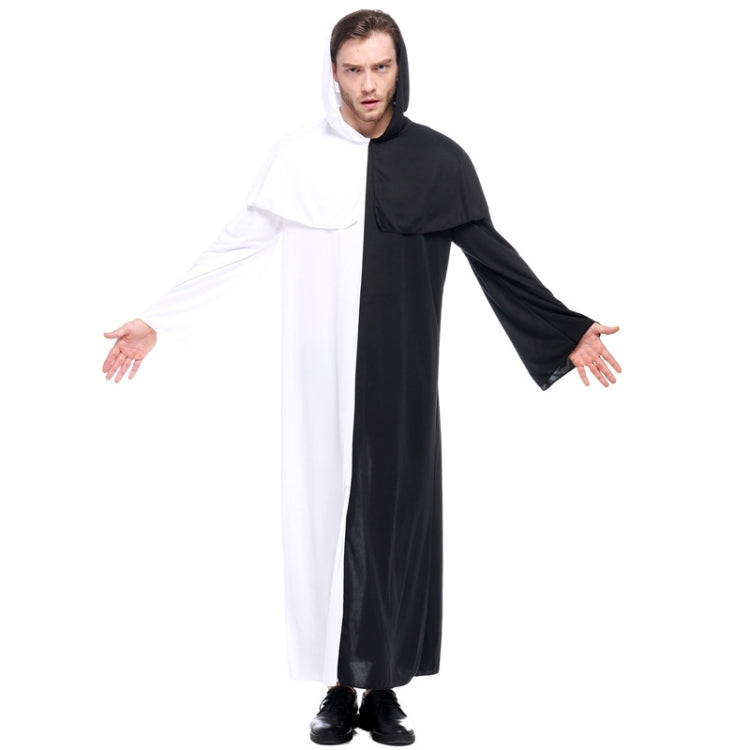 Halloween Outfit Black and White Impermanence Ghost Cosplay Costume for Men, Total Length: 140cm