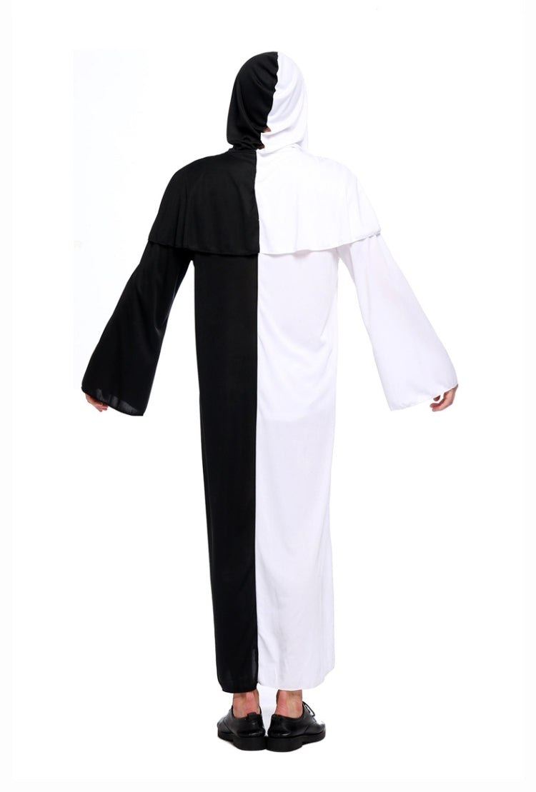 Halloween Outfit Black and White Impermanence Ghost Cosplay Costume for Men, Total Length: 140cm