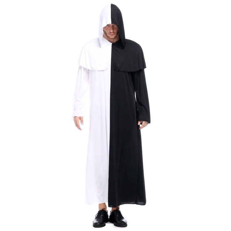 Halloween Outfit Black and White Impermanence Ghost Cosplay Costume for Men, Total Length: 140cm