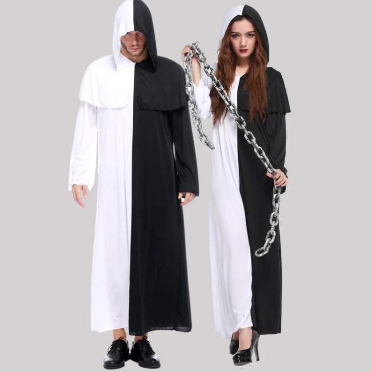 Halloween Outfit Black and White Impermanence Ghost Cosplay Costume for Men, Total Length: 140cm