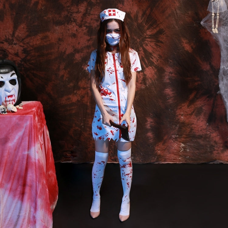 Halloween Cosplay Clothing Horror Nurse Costume Masquerade Halloween Party, M, Chest: 80-88cm, Waistline: 70-78cm, Total Length: 82cm, Recommended Height: 158-165cm