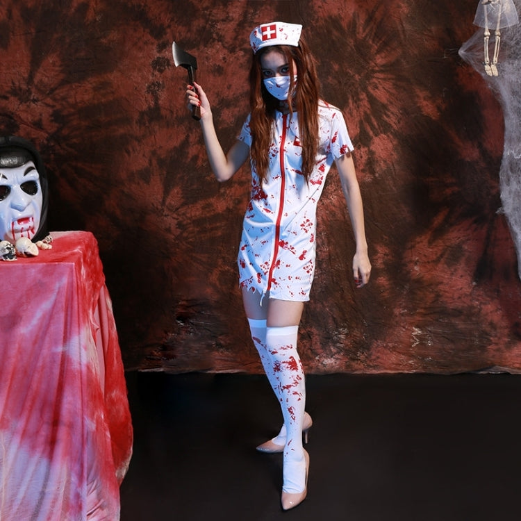 Halloween Cosplay Clothing Horror Nurse Costume Masquerade Halloween Party, M, Chest: 80-88cm, Waistline: 70-78cm, Total Length: 82cm, Recommended Height: 158-165cm