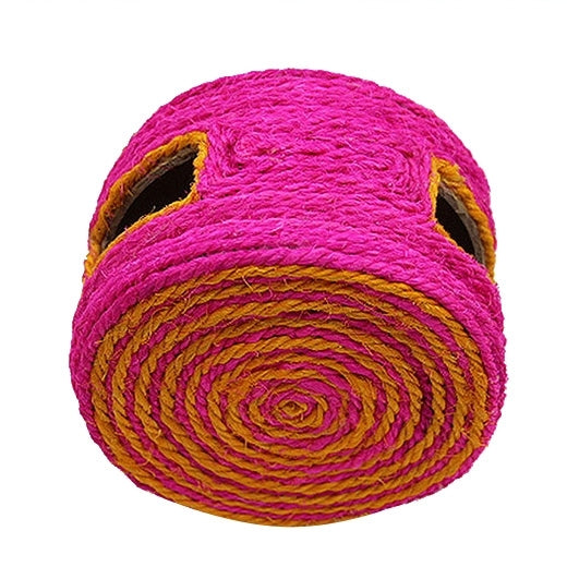 Sisal Woven Round Bucket Wear-resistant Sisal Cat Pet Toys with 2 Sound Ball, Random Color Delivery