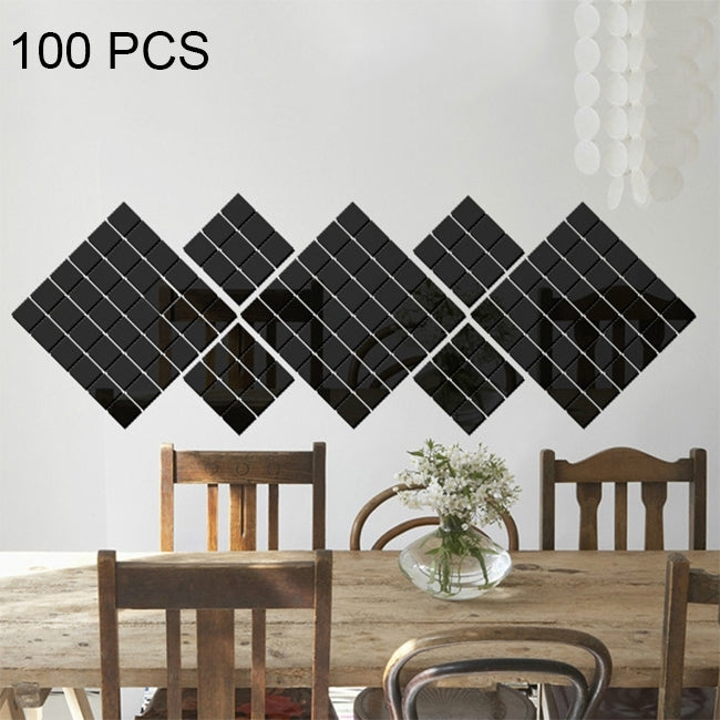 100 PCS Square Crystal Mosaic Mirror Acrylic Stereo Wall Stickers Creative Background Home Living Room Wall Sticker,Size:4*4cm