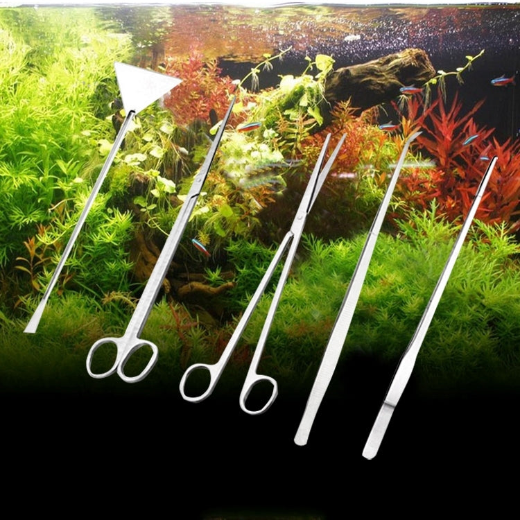 5 PCS Stainless Steel Scissors, Tweezers, Clip and Flattening Tools, Tree Plant Grass Aquarium Fish Tank Landscape Trim Tools, Size: S