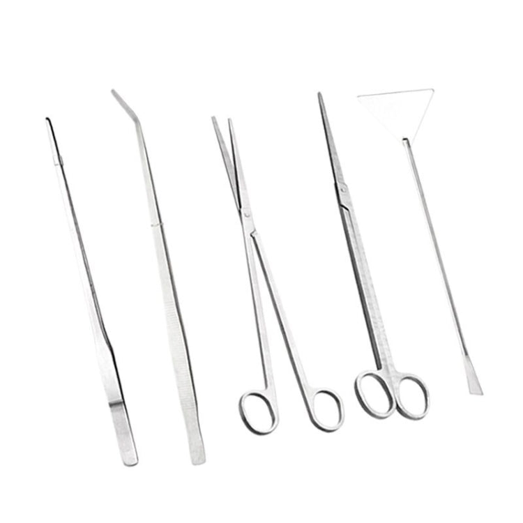 5 PCS Stainless Steel Scissors, Tweezers, Clip and Flattening Tools, Tree Plant Grass Aquarium Fish Tank Landscape Trim Tools, Size: S