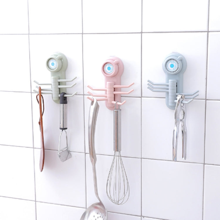 5 PCS Creative Multi-function 6 Claws Powerful Suction Cup Seamless Wall Hanging Hook for Kitchen, Bathroom, Random Color Delivery
