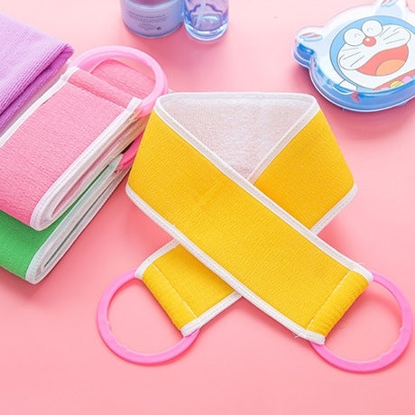 2 PCS Fashion Pull Back Bath Towel Thickening Double Strip Strongly Avoid Rubbing Bath Sponge,Random Color Delivery